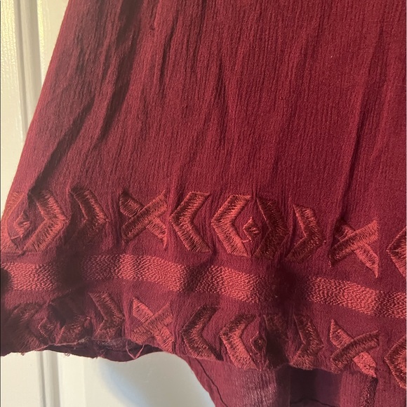 Juniors large Maroon solid tank top tribal print halter Scoop style rayon - Picture 3 of 10